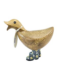 DCUK Natural Finish Ducky with Floral Welly Boots-Grey